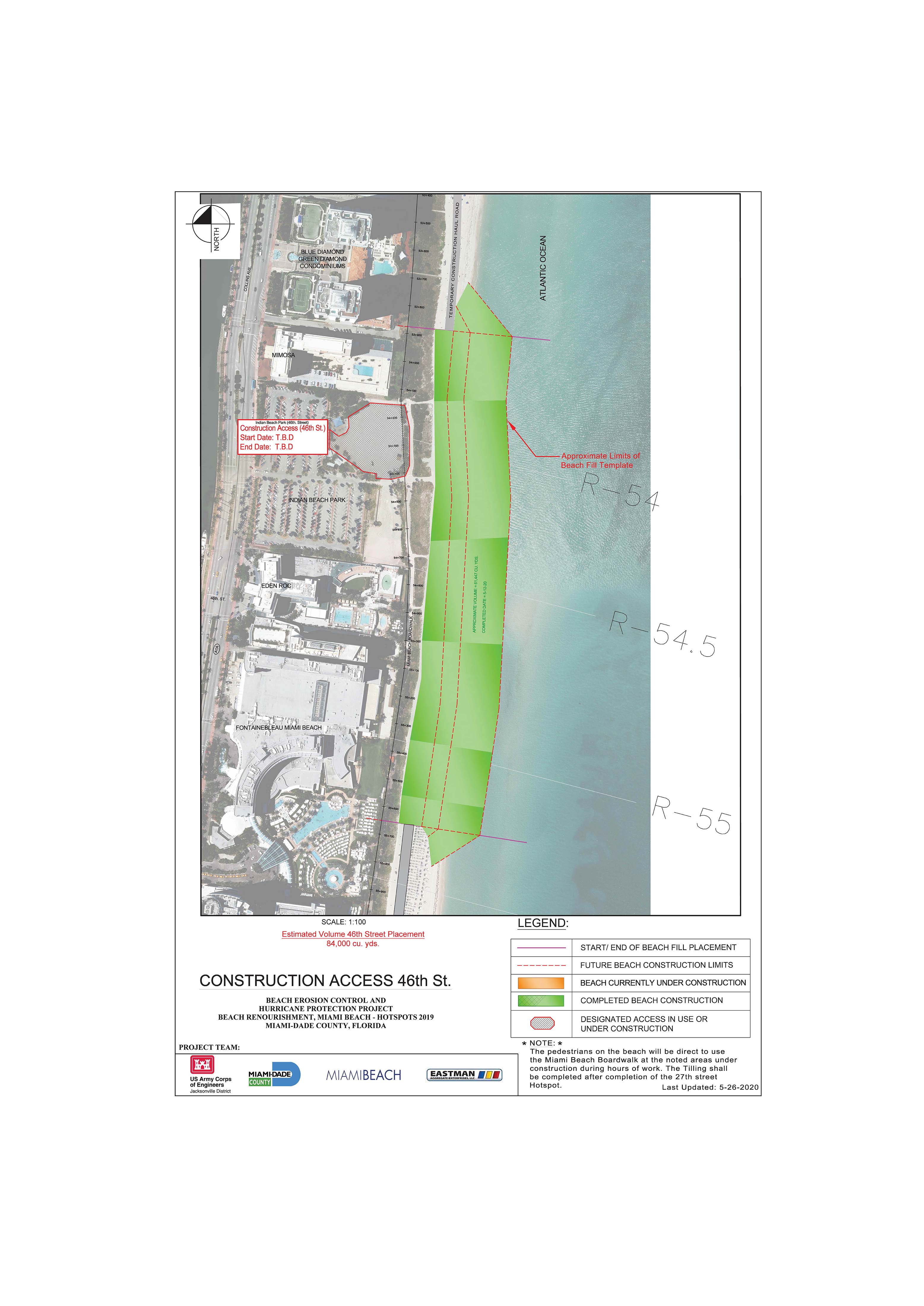 Image showing the Indian Beach Park reach. The end date is listed as to be determined.